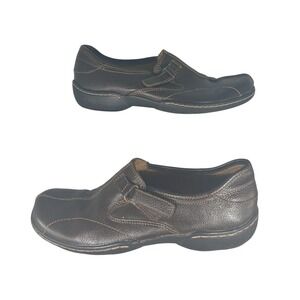 Dr‎ Scholls Emily Brown Leather Slip On Loafer Shoes Women Size 7W